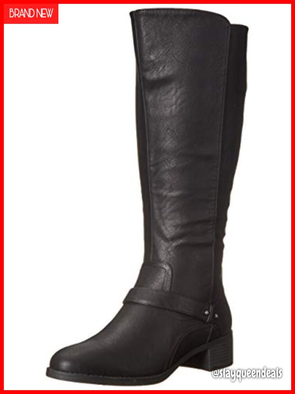 Faux Leather Mid-Calf Snow Boots with Block Heel and Stretch Fit